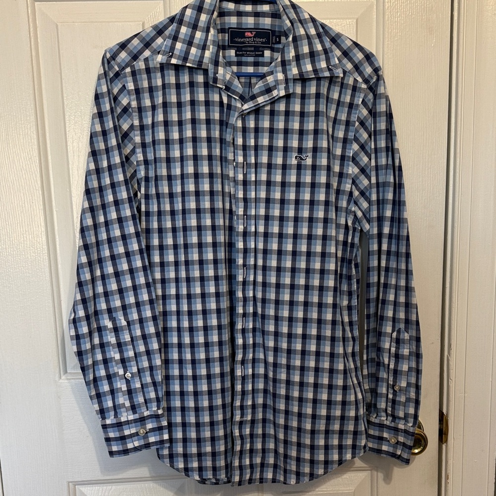 Vineyard Vines Blue and White Check Button-Down Shirt